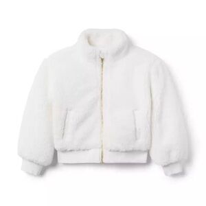 Janie and Jack girls Sherpa Cropped Jacket jet ivory size 6-12M
